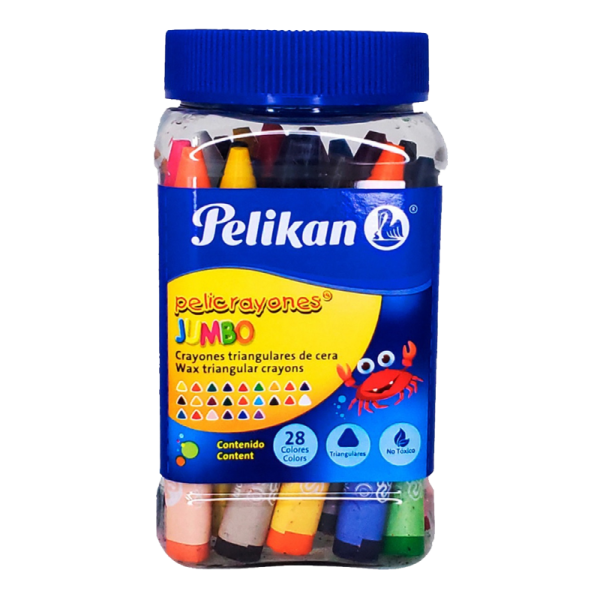CRAYOLAS C/28 GRS TRIANGULAR EN BOTE PELIKAN