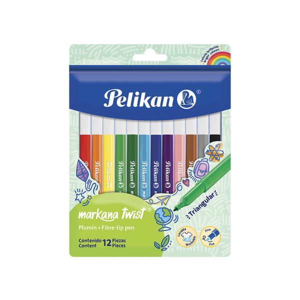 PLUMONES C/12 PELIKAN TWIST TRIANGULAR