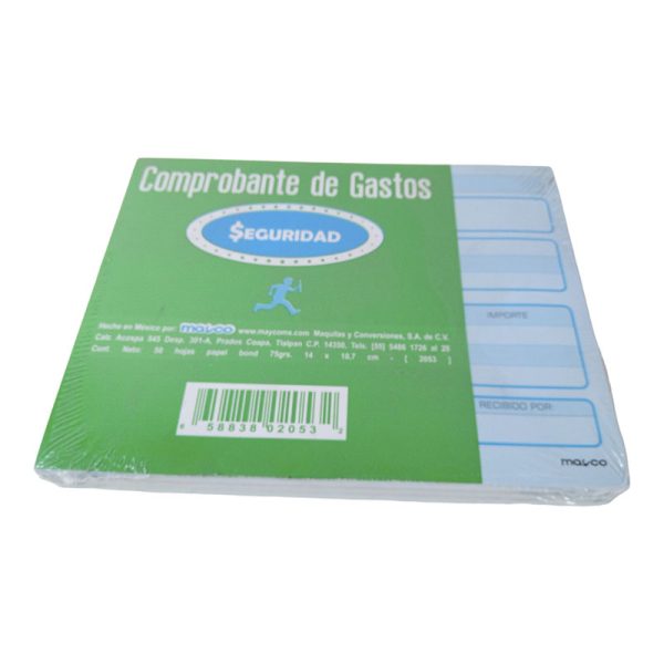 COMPROBANTE DE GASTOS PAQ/3 BLOCK C/50 HOJAS C/U