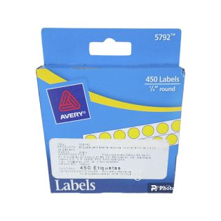 ETIQUETAS PERMANENTES REDONDAS COLOR AMARILLO DE 1/4" (0.63CM) DE DIÁMETRO  450 PZAS