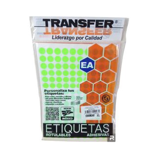 ETIQUETA ADHESIVA TRANSFER FLOURECENTE VERDE CIRCULO 13MM