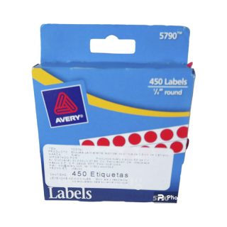 ETIQUETAS PERMANENTES REDONDAS COLOR ROJO DE 1/4" (0.63CM) DE DIÁMETRO  450 PZAS