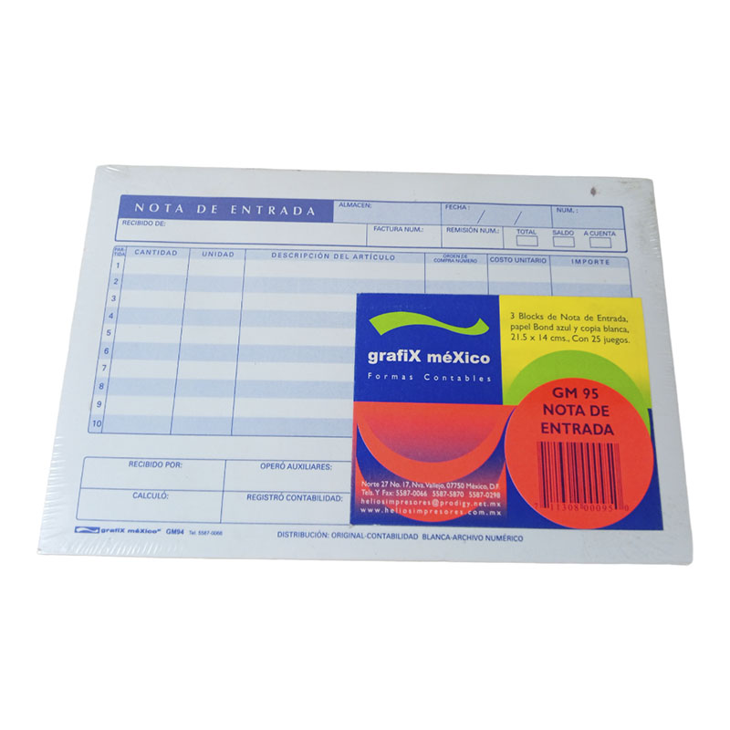 NOTA DE ENTRADA PAQ/3 BLOCKS 1/2 C/25 JGOS