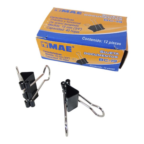 SUJETA DOCUMENTOS MAE BC-19 19MM 3/4" C/12 PZAS