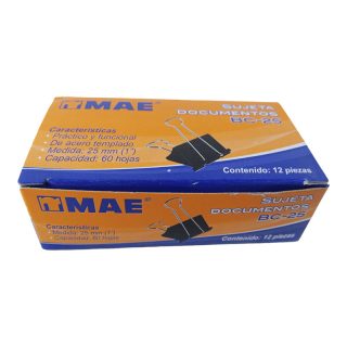 SUJETA DOCUMENTOS MAE BC-25 25MM C/12 PZAS