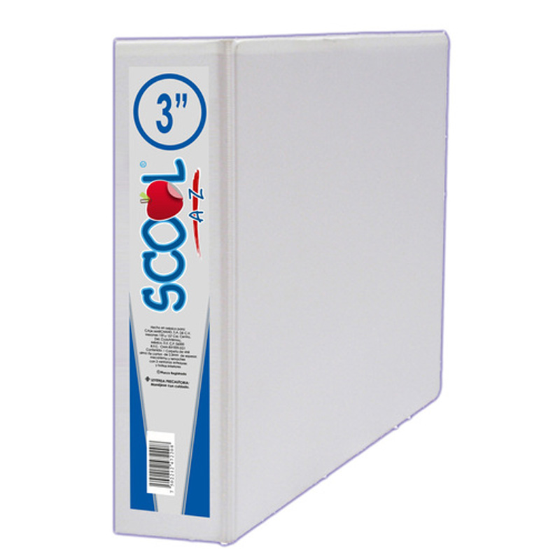 CARPETA ARGOLLAS 3", "O", VINIL BCO SCOOL CAP APROX 600H