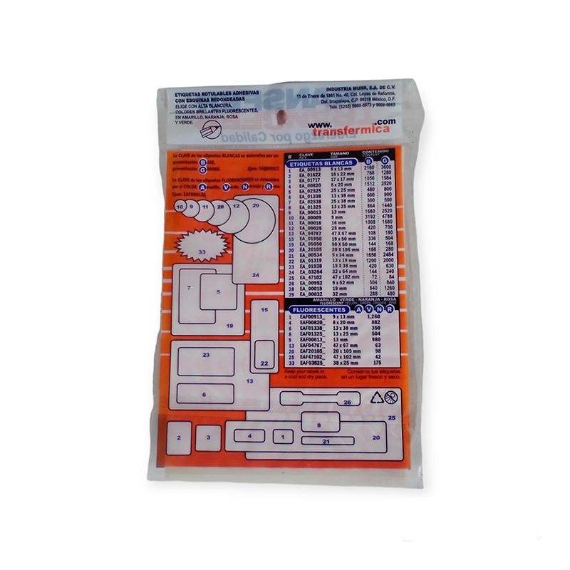 ETIQUETA ADHESIVA TRANSFER FLOURECENTE NARANJA CIRCULO 13MM - Image 2