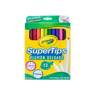 PLUMONES C/12 CRAYOLA SUPER TIPS LAVABLES DELGADOS